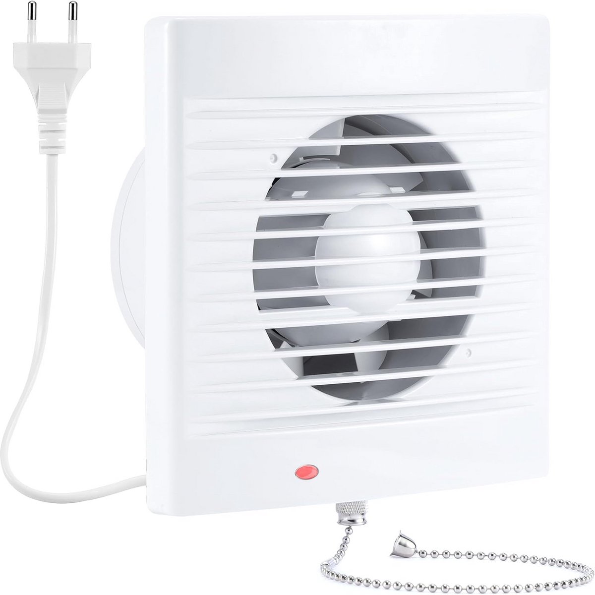 Stille badkamer ventilator met zwarte glasplaat, 100 mm, 10 W, 95 m³/u, raammontage en terugslagklep