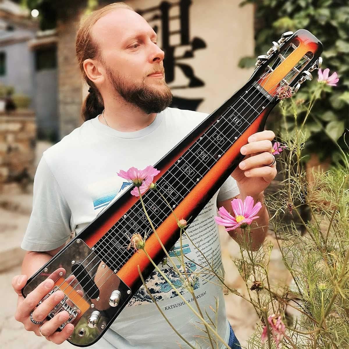 Elektrische Lap Steel Gitaar 6-snarig met Slotted Headstock Sunburst