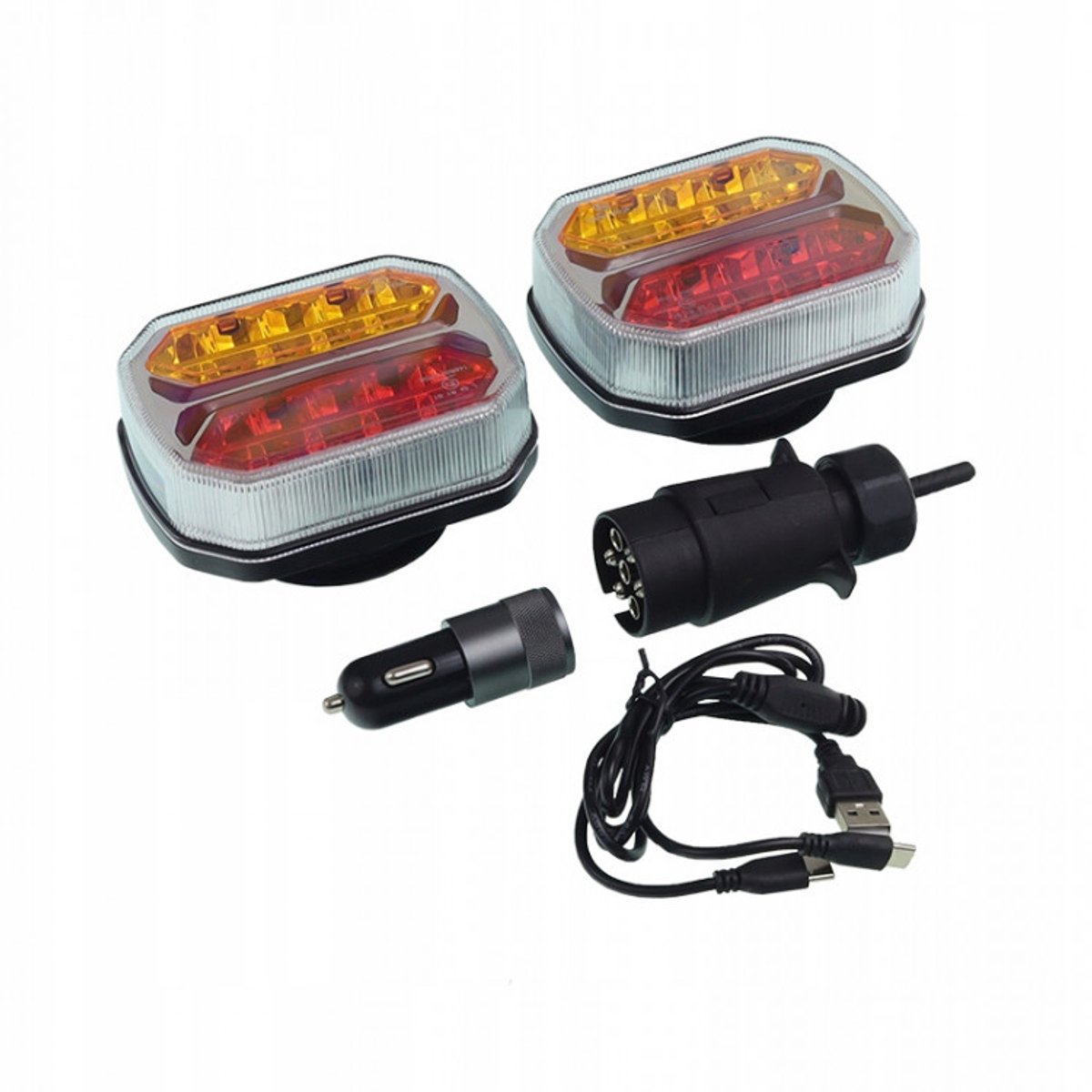 draadloos verlichting set magnetisch 7 polig 12/24 volt - achterlichten led - aanhanger verlichting - achterlicht