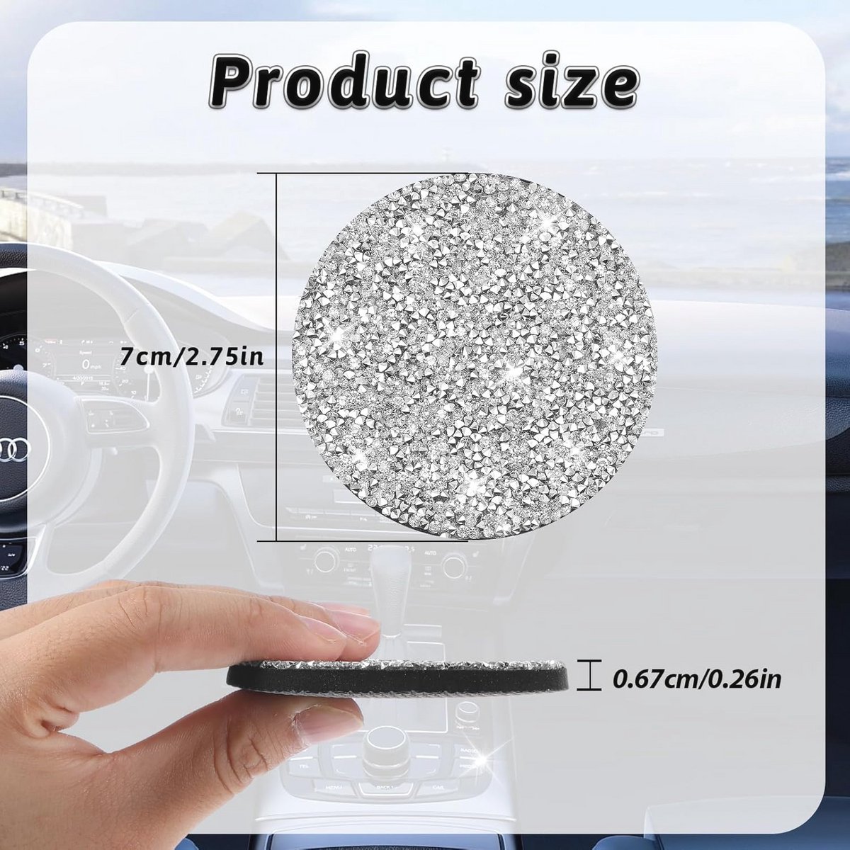 Universele glitter onderzetters voor autobekers - 2 stuks