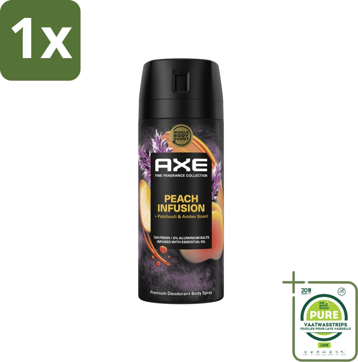 1 x Axe – Deodorant – Peach Infusion – 150 ml - Axe Deodorant - Bodyspray - Geur - Lichaamsgeur - Patchoeli