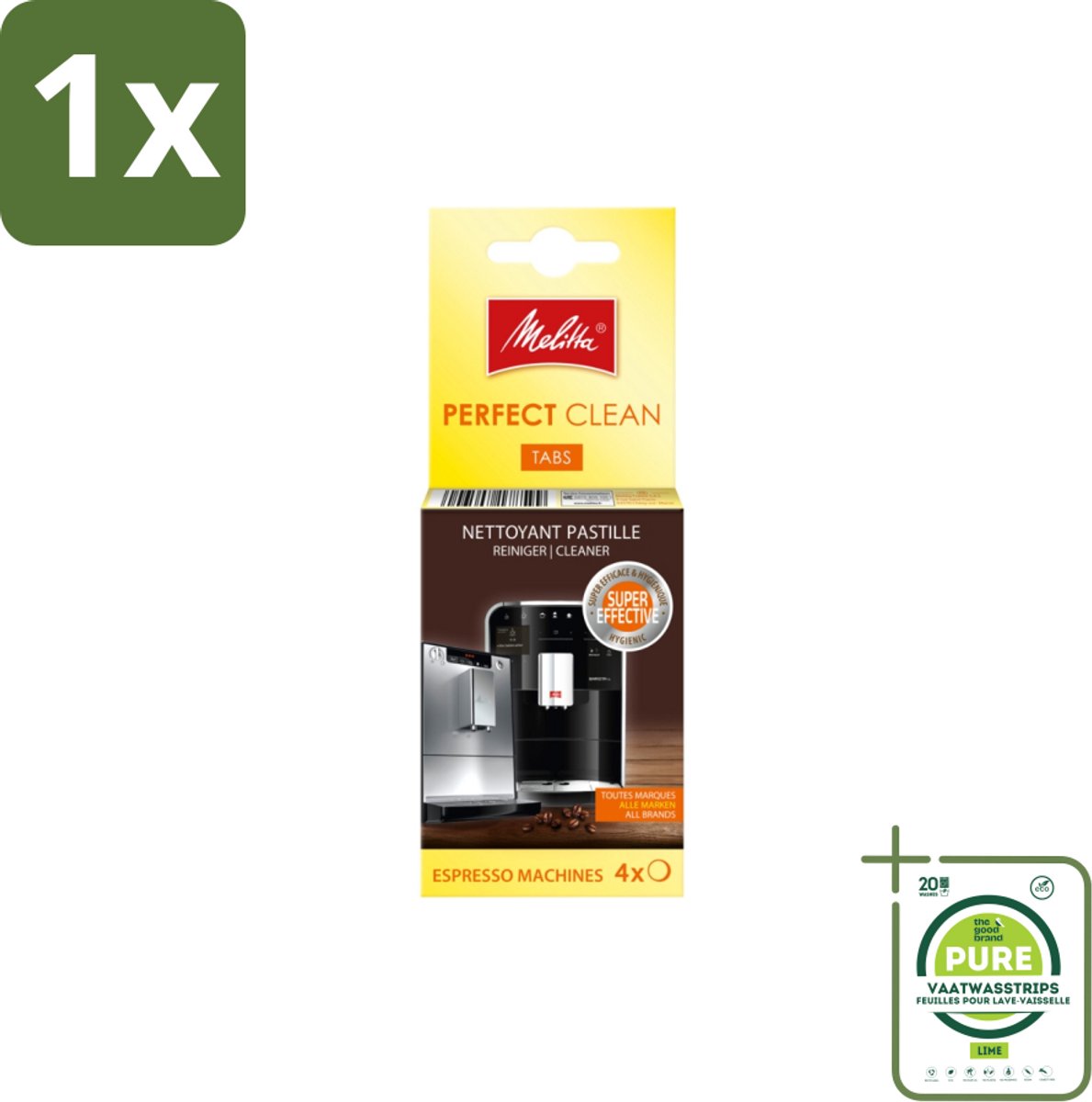 1 x Melitta - Perfect Clean – Reinigingstabletten – Voor volautomatische espressomachines – 4 tabletten - Reinigingstabletten - Koffieautomaten - Zetgroep Reinigen - Koffieolie Verwijderen - Smaak Verbeteren