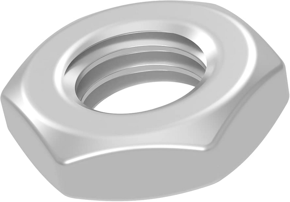 Zeskantmoer M4 - Roestvrij Staal V2A, Plat, Laag, DIN 439 - 20 Stuks