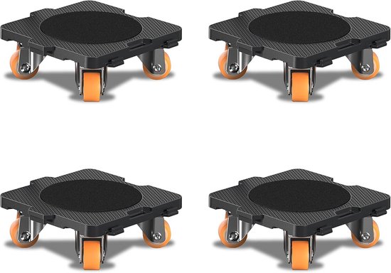HRB 4 Stuks Meubelwielen, Transportwielen, Totale Draagkracht 400 Kg (2