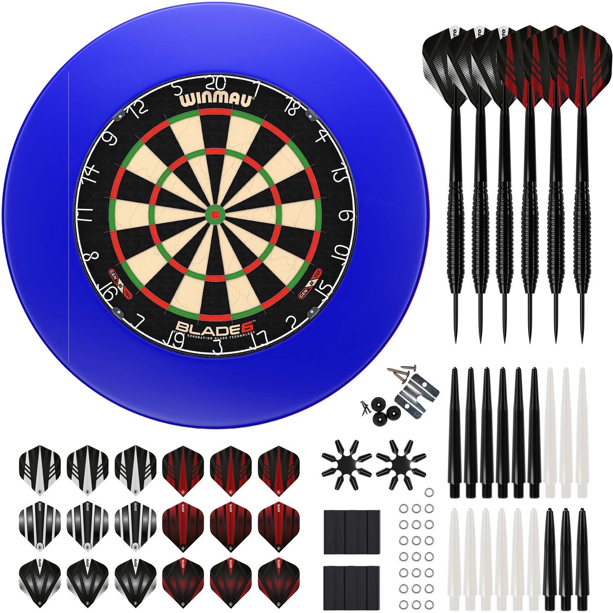 Winmau Blade 6 + Surround + KOTO Accessoireset Steeltip Zwart - 90-delig - Dartset