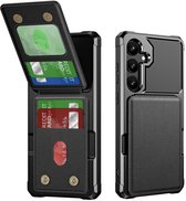 Étui Porte-Cartes Hardcase – Compatible avec Samsung Galaxy S25 Plus – Backcover Antichoc avec Portefeuille en Cuir PU et Fermeture Magnétique – Zwart