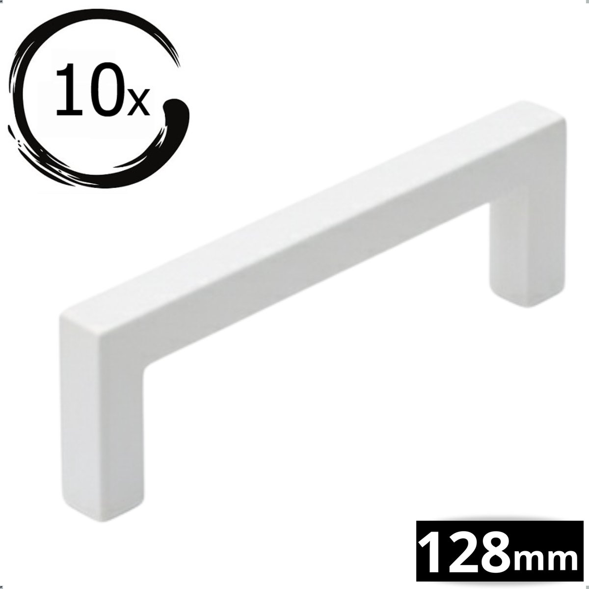10X Handgreep Wit RVS 128mm Boormaat - Greepjes - Handgreep - Handgrepen keukenkastjes - Handvatten - Meubelgreep Wit - Handgrepen voor deurtjes