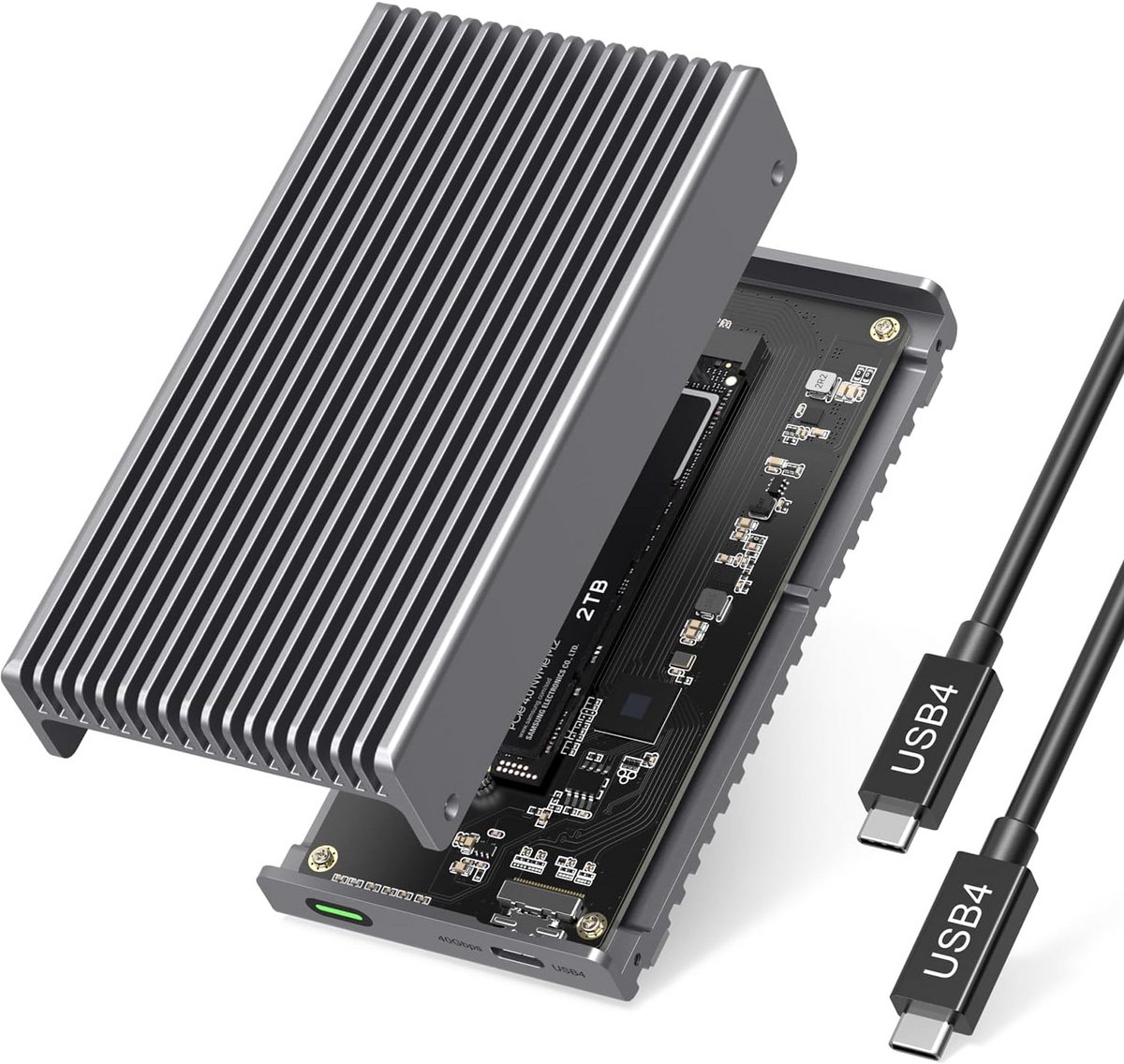 40 Gbps M.2 NVMe SSD-behuizing voor 2280/2260/2242/2230 Formaat - Thunderbolt 4 Compatibel tot 8 TB - Robuust Aluminium