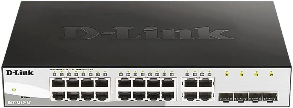 Smart Managed Gigabit Switch met 16 Poorten - Power over Ethernet (PoE), Bandbreedtecontrole, Ventilatorlosemode