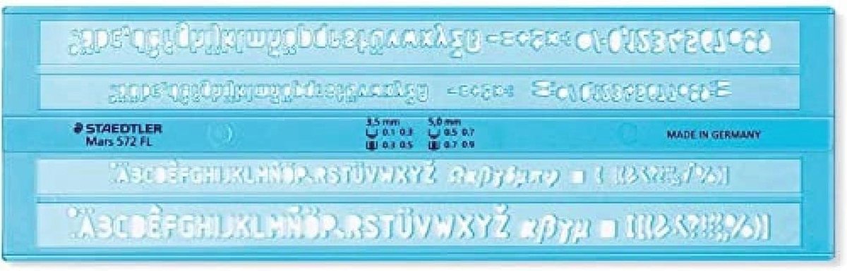 Tekstsjabloon voor Tekenen en Schrijven - Hoogte 3,5 mm en 5 mm, Blauw-Transparant