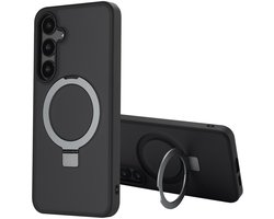 Accezz Hoesje - Geschikt voor Samsung Galaxy S24 Plus - Ring Stand Backcover met Magnetische Ring - Zwart