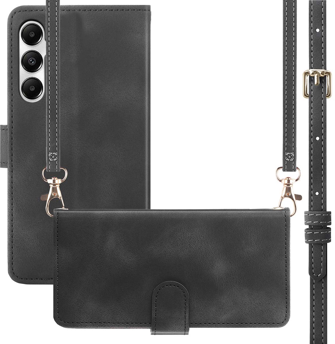 imoshion Hoesje - Geschikt voor Samsung Galaxy A55 (5G) - Bookcase met koord - Zwart