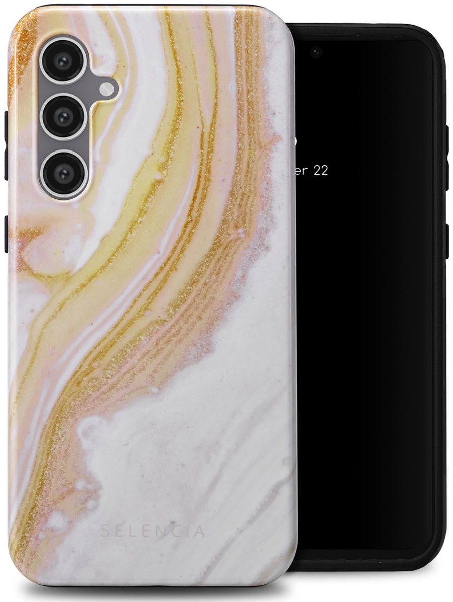 Selencia Hoesje - Geschikt voor Samsung Galaxy S23 FE - Backcover - Chic Marble Gold