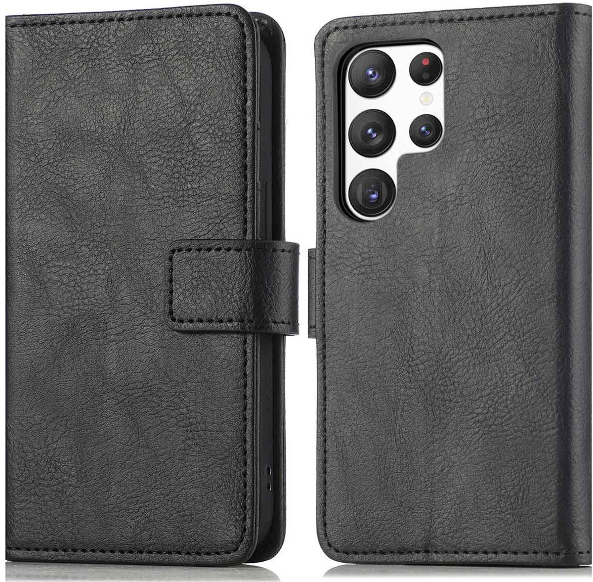 imoshion Hoesje - Geschikt voor Samsung Galaxy S23 Ultra - Luxe Bookcase - Zwart