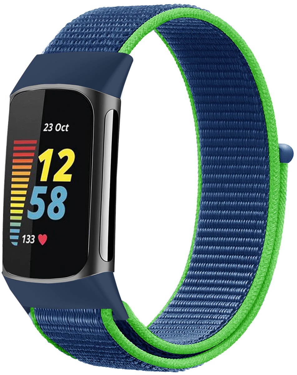 Nylon bandje - Geschikt voor Fitbit Charge 5 - Blauw