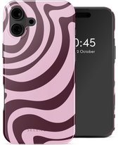 Selencia Hoesje - Geschikt voor Apple iPhone 16 - Backcover geschikt voor MagSafe - Wavy Swirl Pink Plum