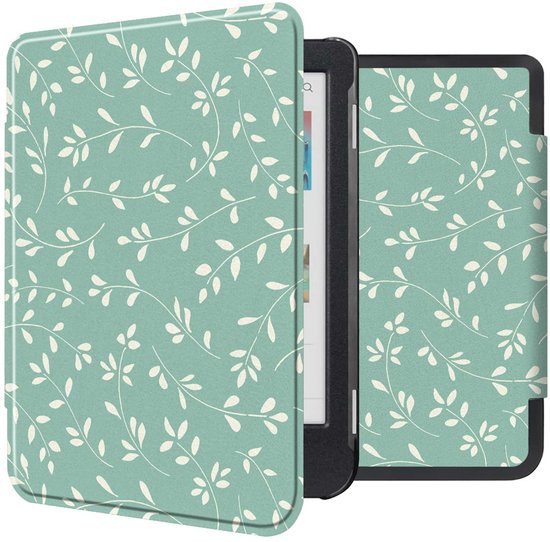 kwmobile e-reader hoesje compatibel met Kobo Clara BW/Colour - Ereader case van kunstleer - Slapende Uil in turquoise/bruin/mintgroen