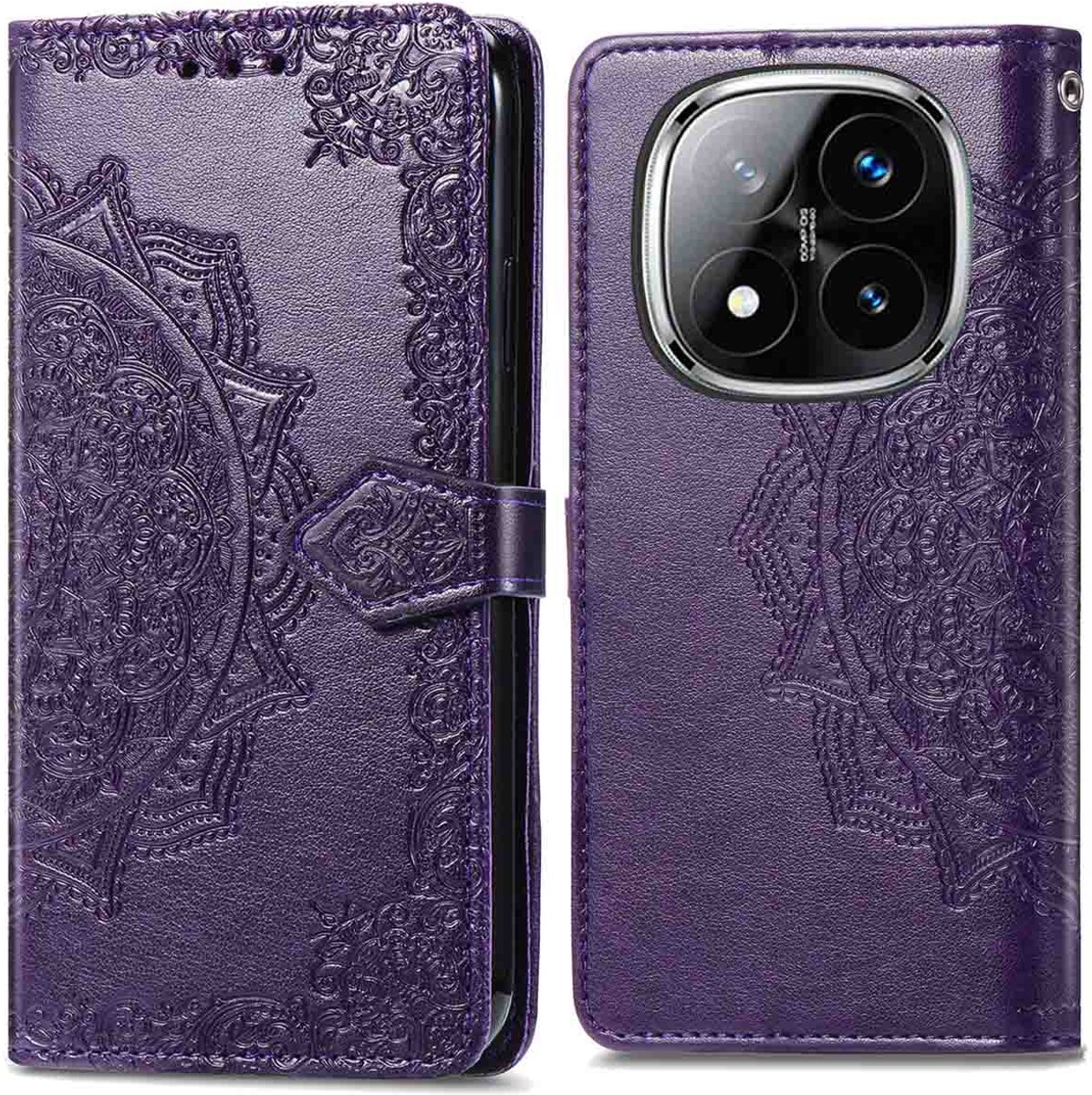 imoshion Hoesje - Geschikt voor Xiaomi Redmi Note 14 Pro 5G - Mandala Bookcase - Paars