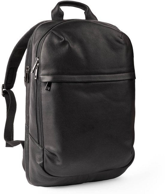 Shrrie Lederen laptoprugzak voor dames en heren, 16 inch computerrugzak, 28 liter, uitbreidbare reisrugzak voor werk en zaken, Koffie, 12.2 x 8.46 x 16.53
