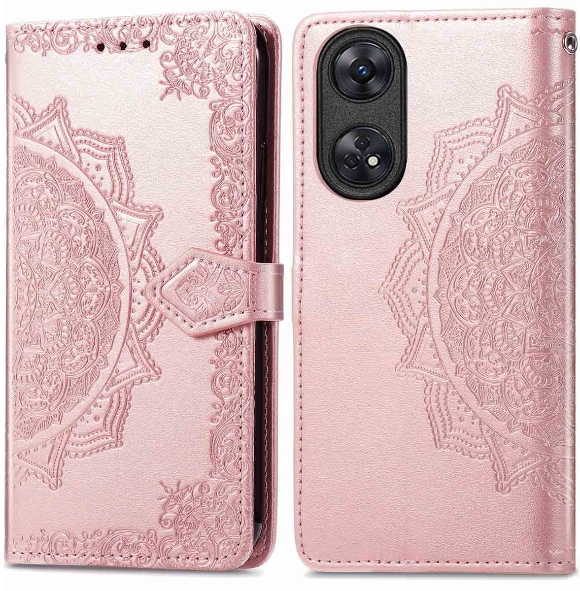 imoshion Hoesje - Geschikt voor Oppo Reno 8 T (4G) - Mandala Bookcase - Rosé Goud