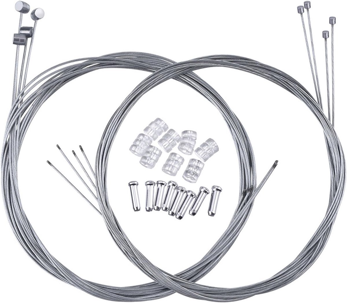 Set van 2 mountainbike remkabels en transmissiekabels met complete accessoires