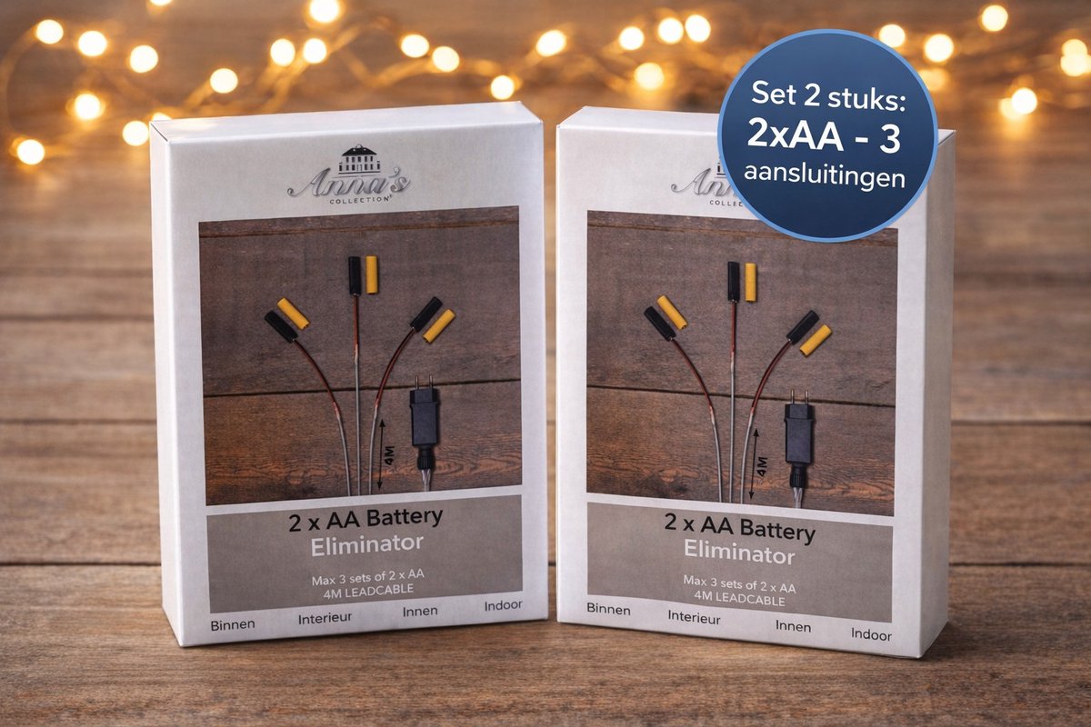 Anna's Collection Batterijvervanger 2xAA – Set van 2 met 3 Aansluitingen per stuk