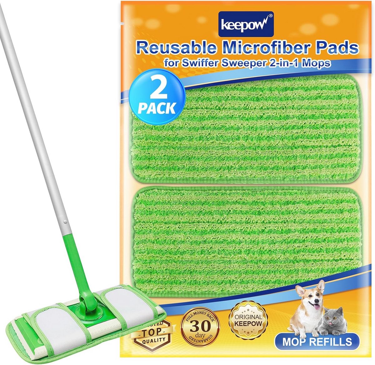Herbruikbare vochtige vloerdoeken 30 cm - Microvezel dweildoeken voor vloerwissers - Set van 2