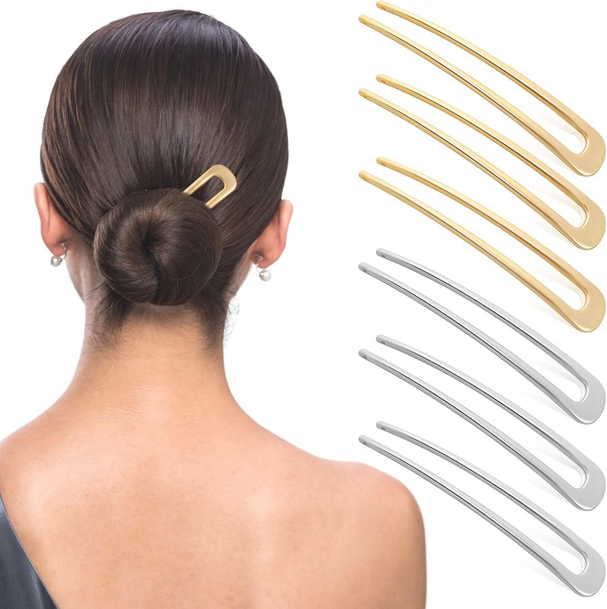 Grote Franse Haarspelden Set van 6 - Metalen Twist Haarspelden voor Vrouwen en Meisjes