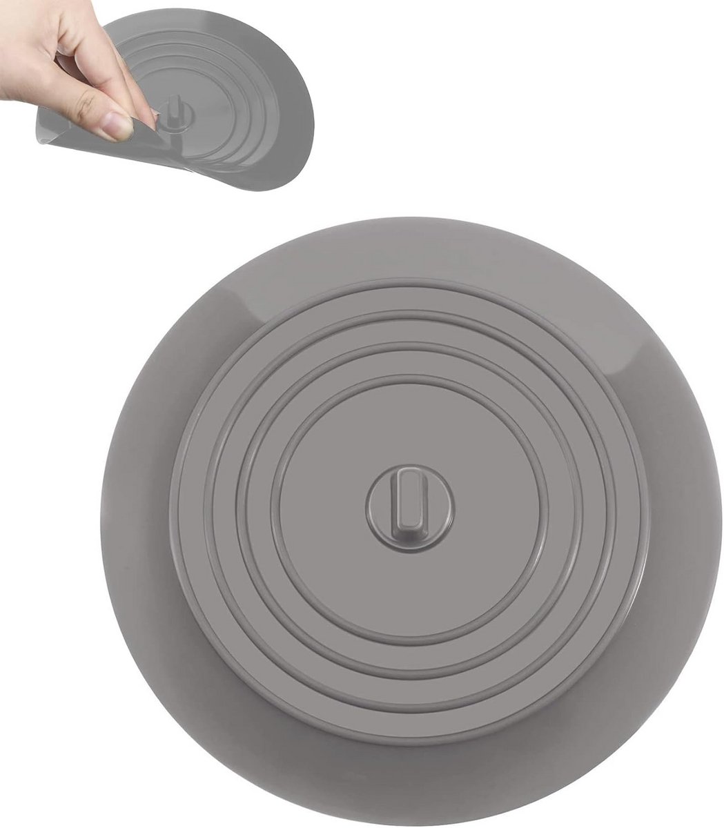 Afvoerstop Siliconen - Badstop Gootsteen - Water Dicht Maken - Zelf Absorberend - 15 cm - Grijs