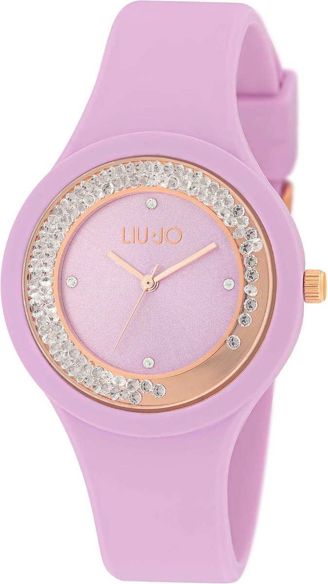 LiuJo TLJ1421 Analoog kwartshorloge voor dames, met siliconen armband, roze-roségoud, armband