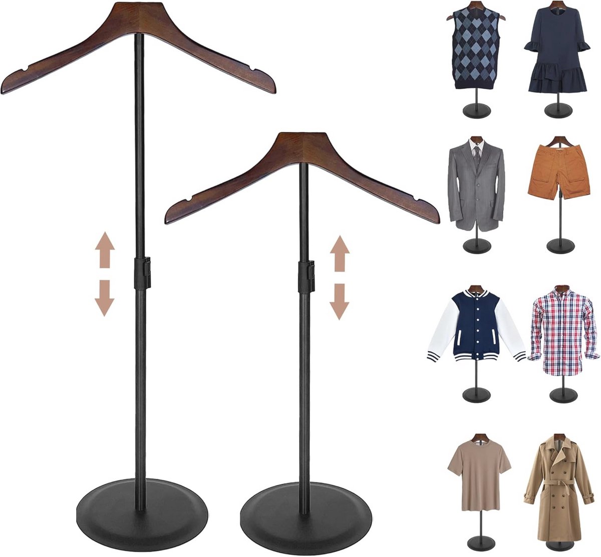 2-pack Hoogte Verstelbare Shirt Display 35 Inch – Ideale T-shirt Stand voor Winkels