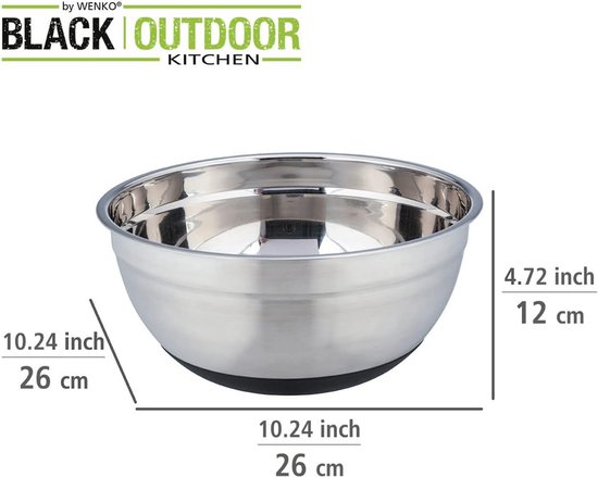 Stainless Steel Bowl 4 Litre with Non-Slip Silicone Base for Outdoor Use van Merkloos — afbeelding 5