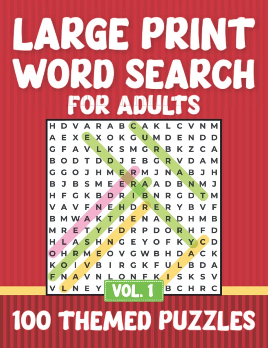 Grote Letters Woordzoekers voor Ouderen: 100 Thema Puzzels met Grote Letters