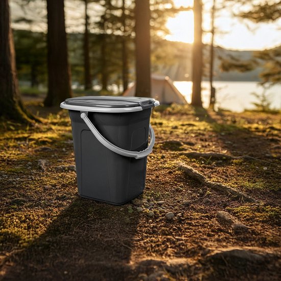 Campingtoilet 19L Mobiele toiletemmer Reistoilet Toiletemmer Toilet Mobiele camping Antraciet van Monzana — afbeelding 5