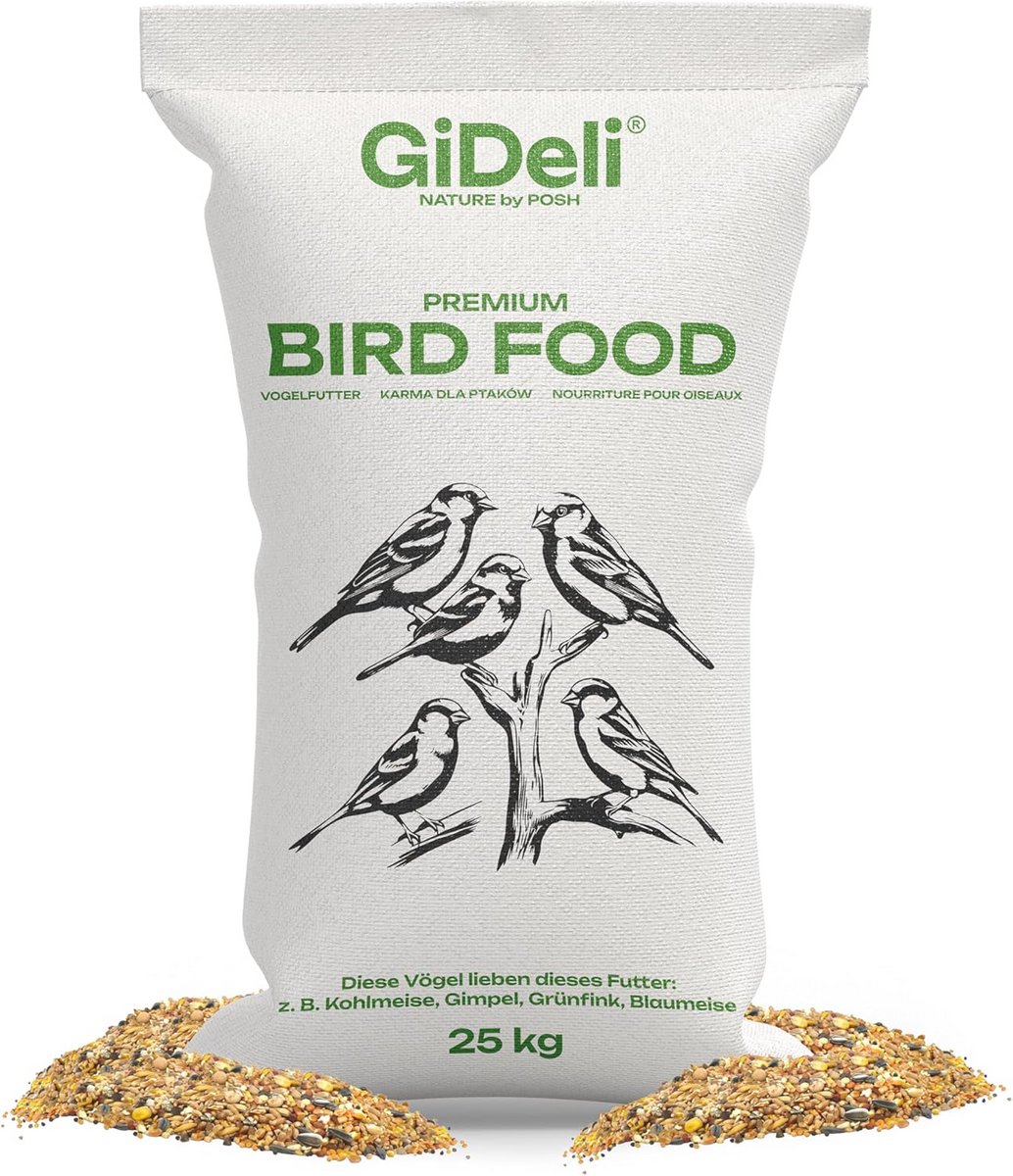 GiDeli Vogelvoer voor wilde vogels, het hele jaar door, 25 kg, wildvogelvoer, eersteklas samenstelling