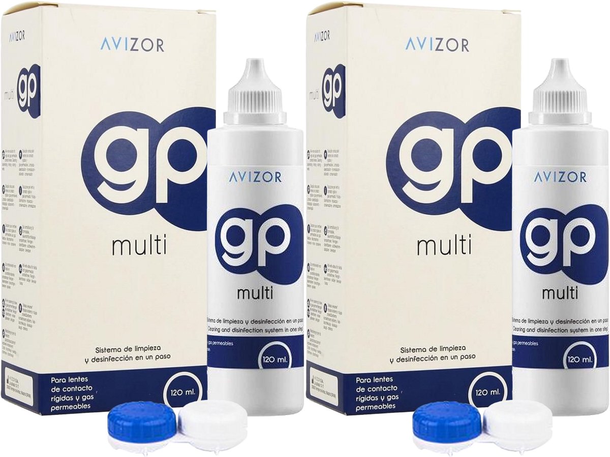 Avizor GP Multi - 2x 120ml - lenzenvloeistof vormstabiele contactlenzen - voordeelverpakking - reinigen en desinfecteren