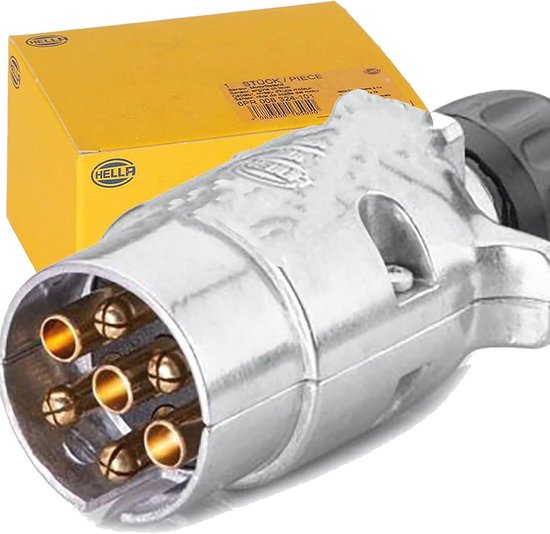 Fiche 7 broches 12V - Connexion à vis - Aluminium - Convient pour Remorques - ISO 1724