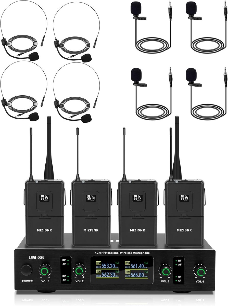 Draadloos Lavalier Microfoon Systeem met Headset Microfoon voor Optredens