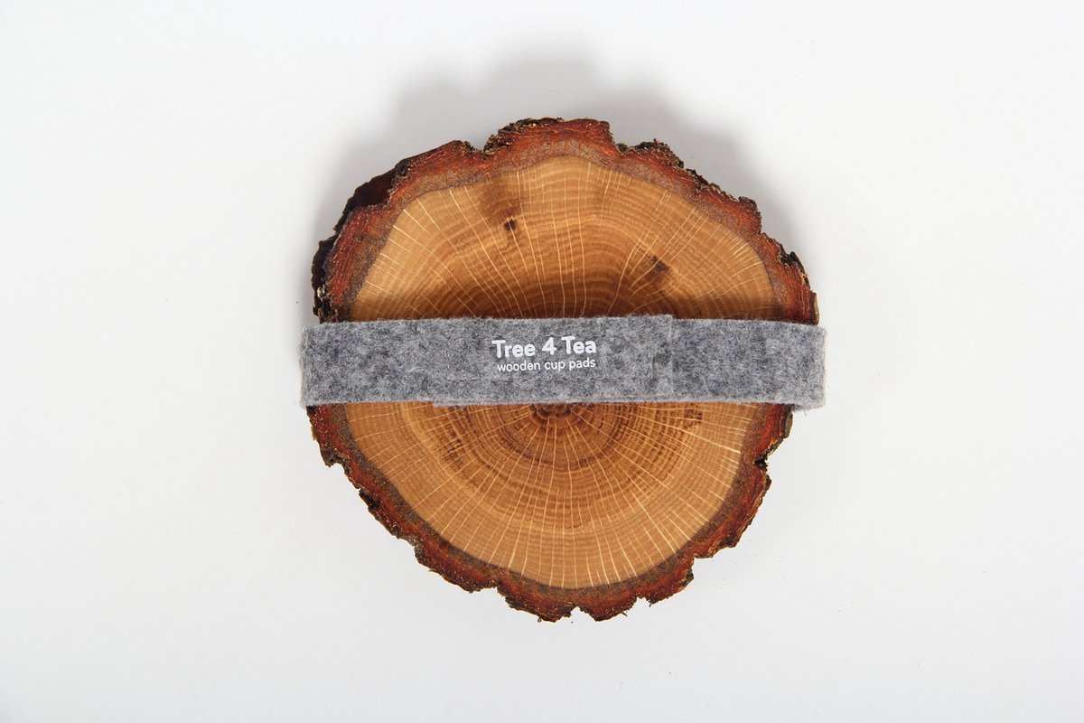 Woodsea Tree 4 Tea 2 pcs – Onderzetters – Massief Essenhout – Set van 2