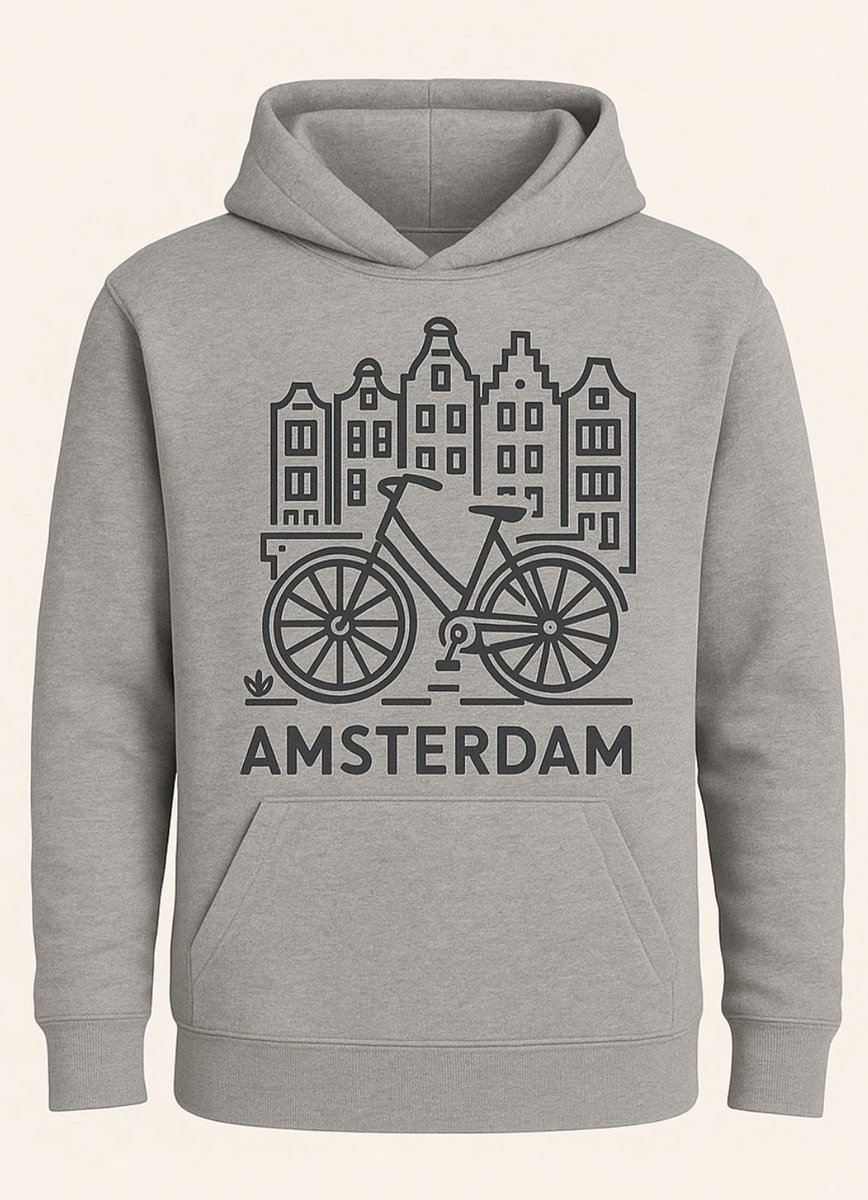 Hoodie Fiets Amsterdam - Grijs - M