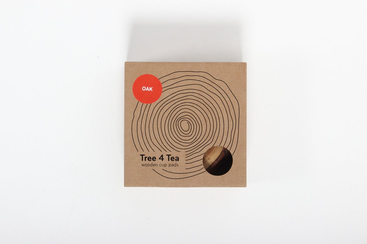 Woodsea Tree 4 Tea 4 pcs – Onderzetters – Essenhout – Set van 4