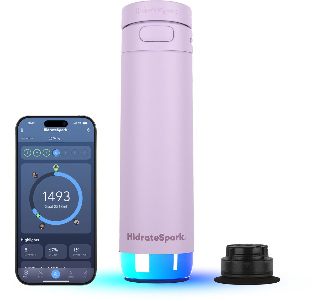 HidrateSpark PRO 2 - 620ml Bundel - Limited Edition Chug + Straw Lid - Lila