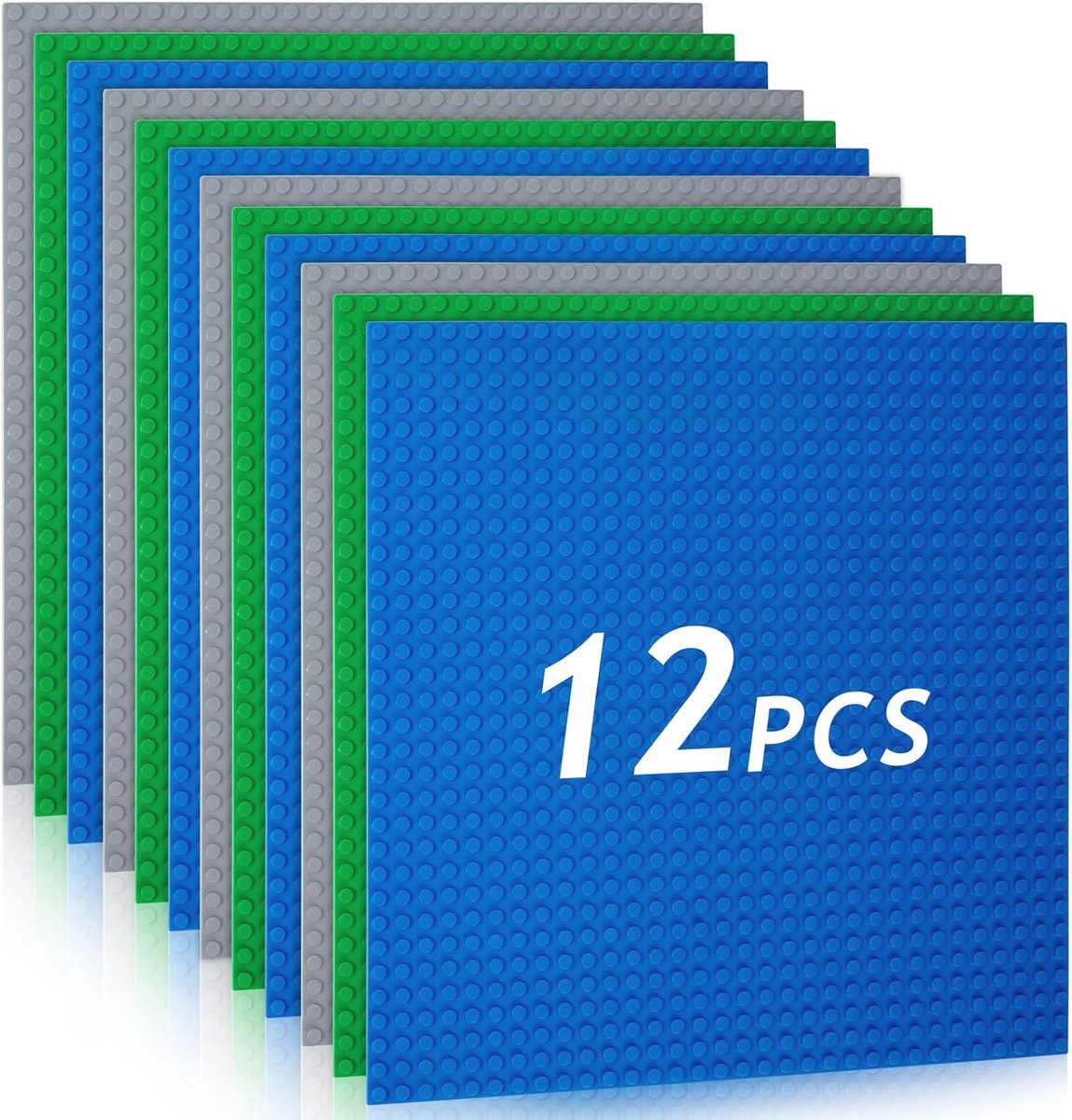 Basisplaat voor Bouwstenen - 8 Stuks Groen 25.5x25.5 cm - Educatief Speelgoed voor Kinderen