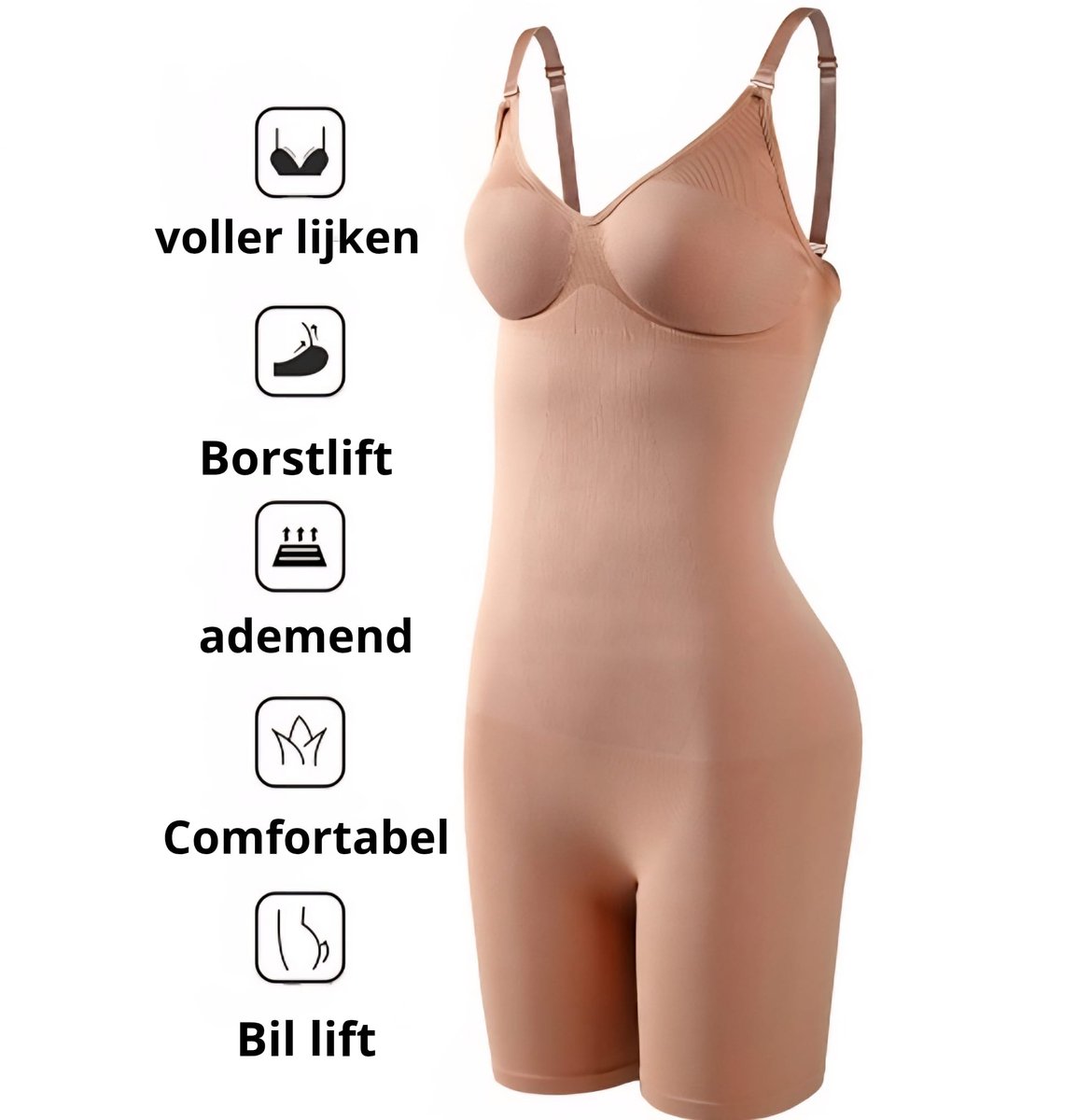 My Dutch Label Onzictbaar en Naadloos bodyshaper. ( Buik, billen, dijen, borst )/fajas ( Maat S ) Beige