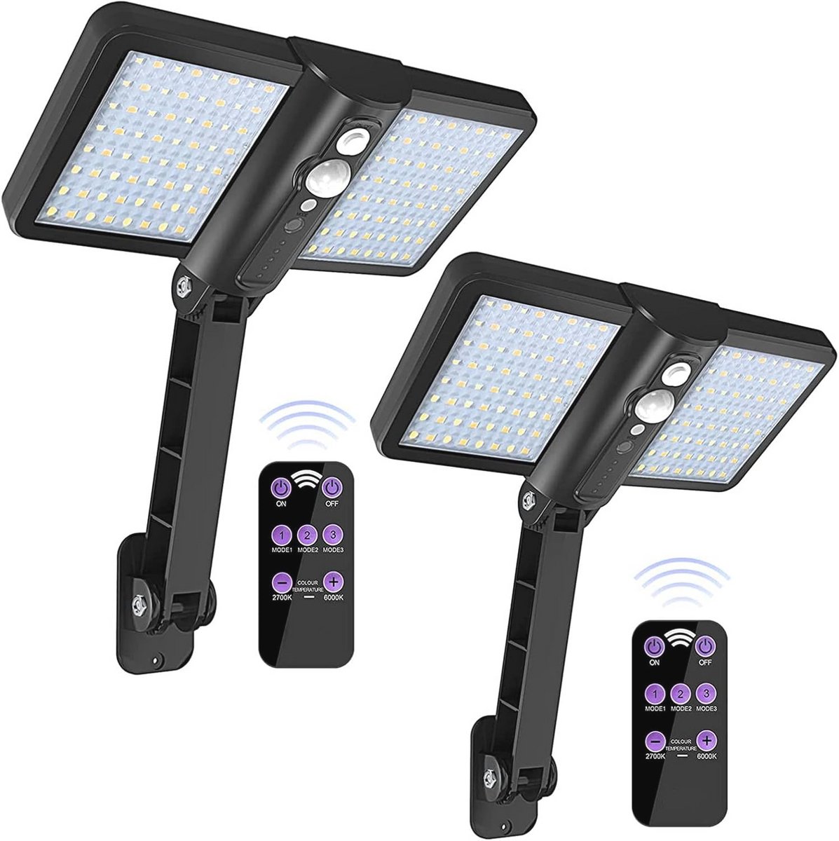 2-pack Draadloze Waterdichte Solar Lamp met Bewegingssensor voor Buiten