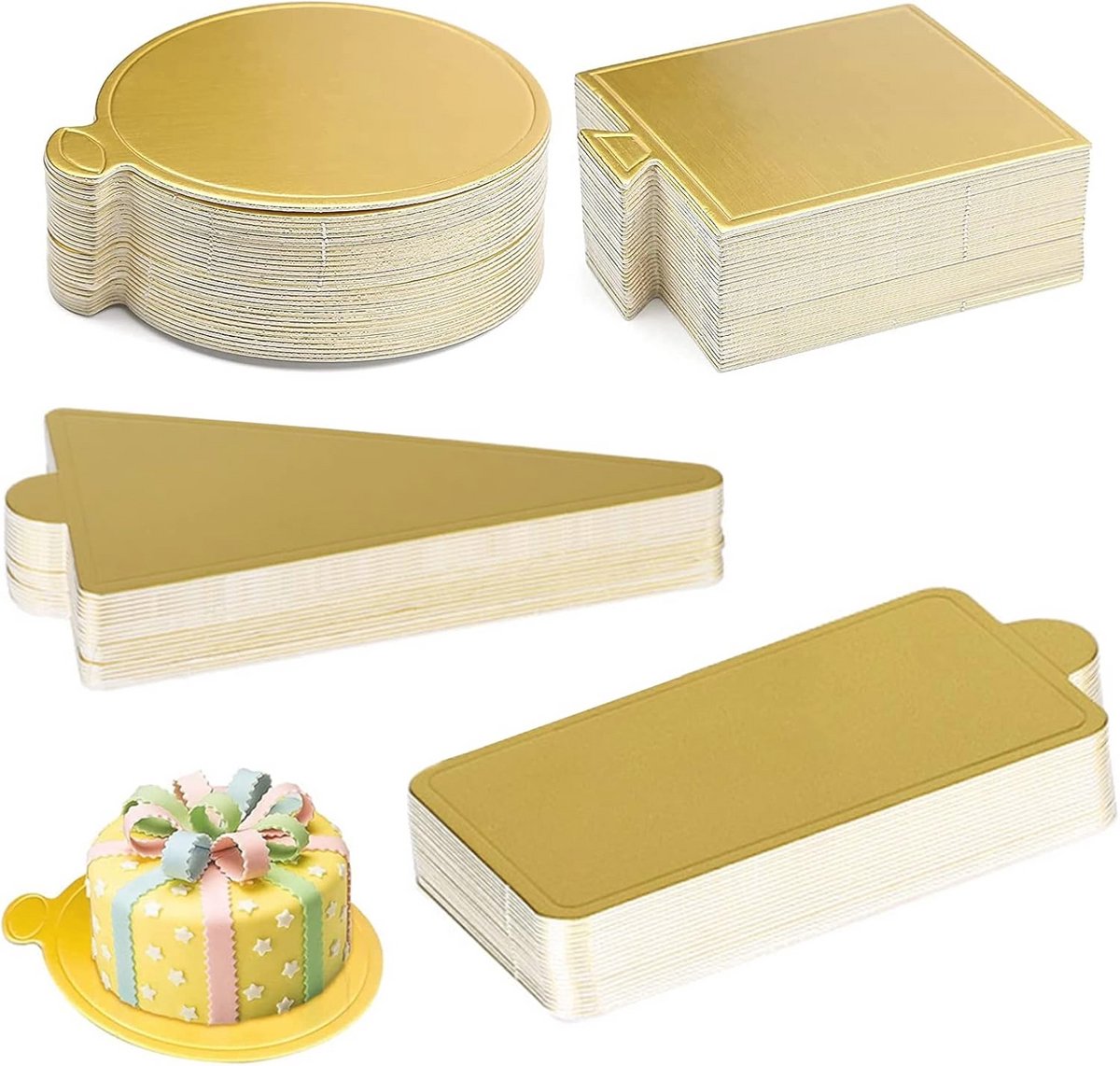 Mini Kartonnen Taartbodems - Gouden Taartborden voor Desserts en Taarten - 120 Stuks