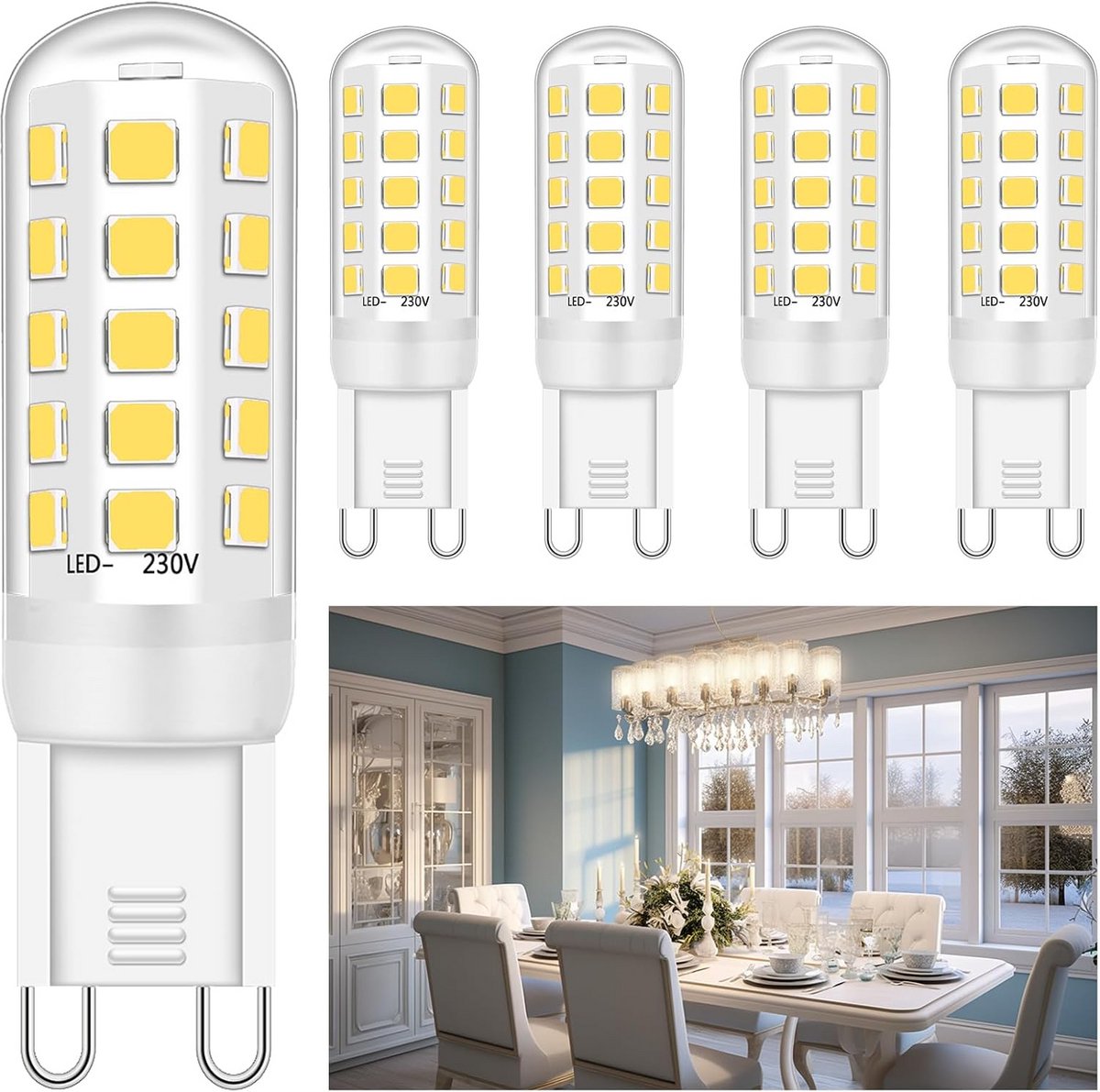 G9 Ledlampen 5W Natuurlijk Wit 4000K Halogeenvervanger Flikkervrij - 5 Stuks