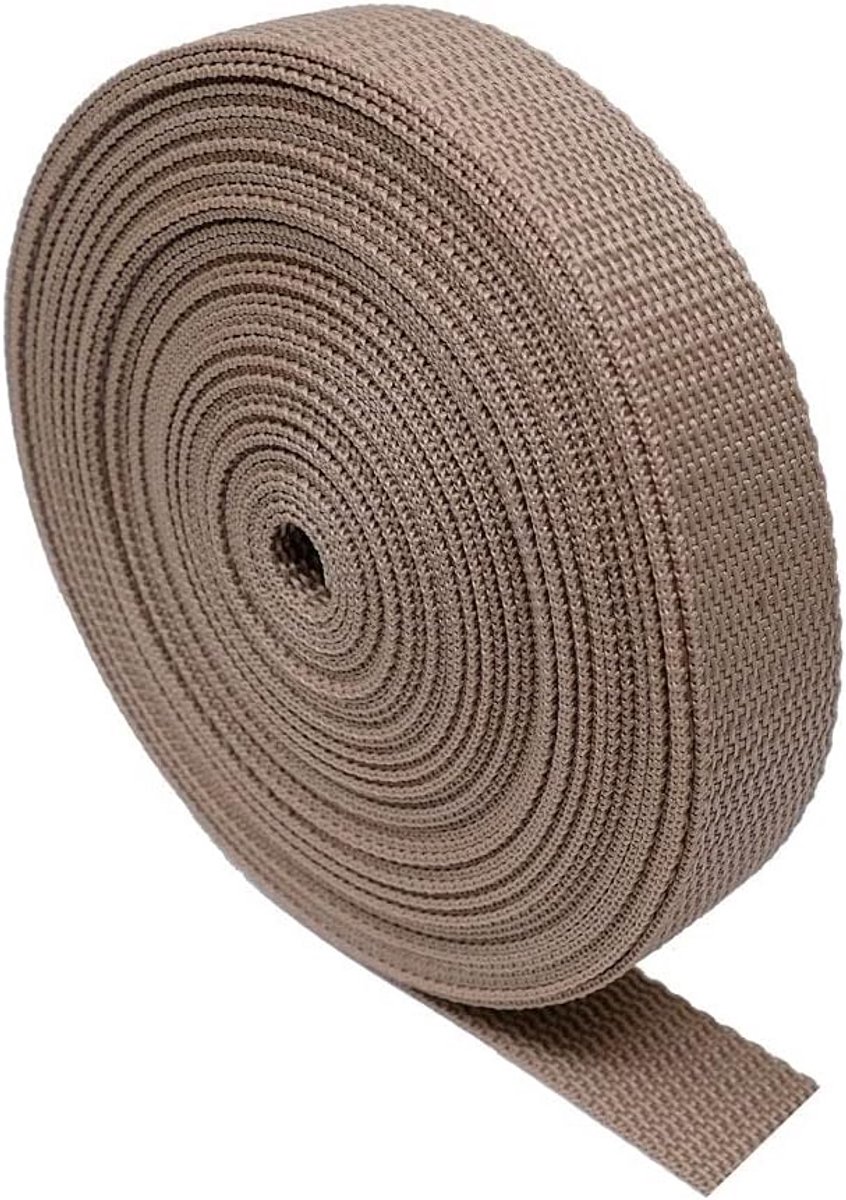 Zware Webbing Strap Tape - 5 meter voor Bagage, Rugzakken en Accessoires - Warm Taupe, 25mm