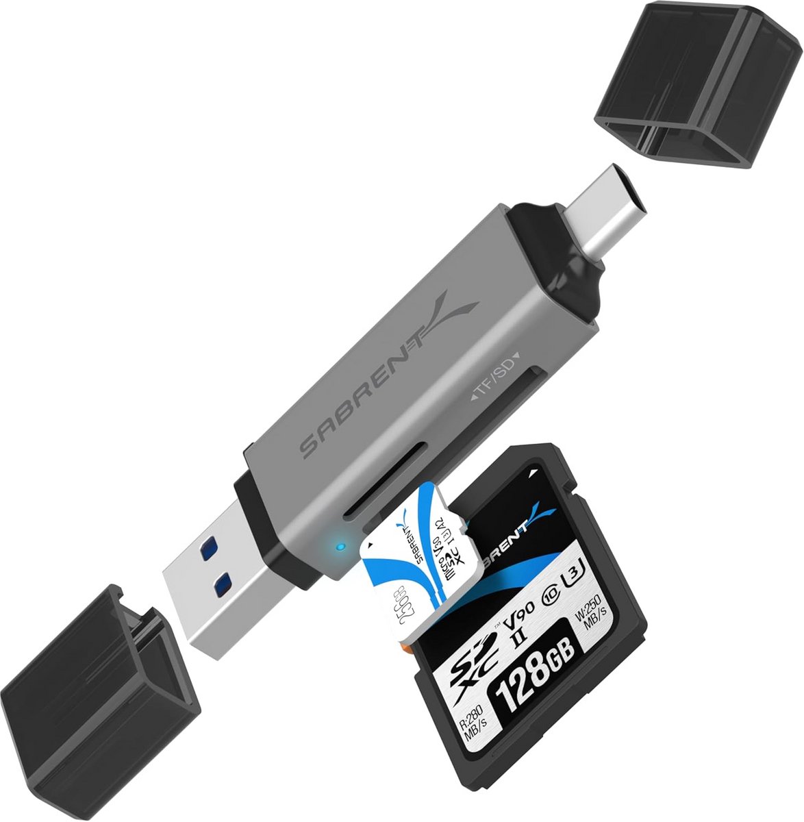 USB 3.0 en USB Type-C OTG Kaartlezer voor SD, SDHC, SDXC, MMC/MicroSD