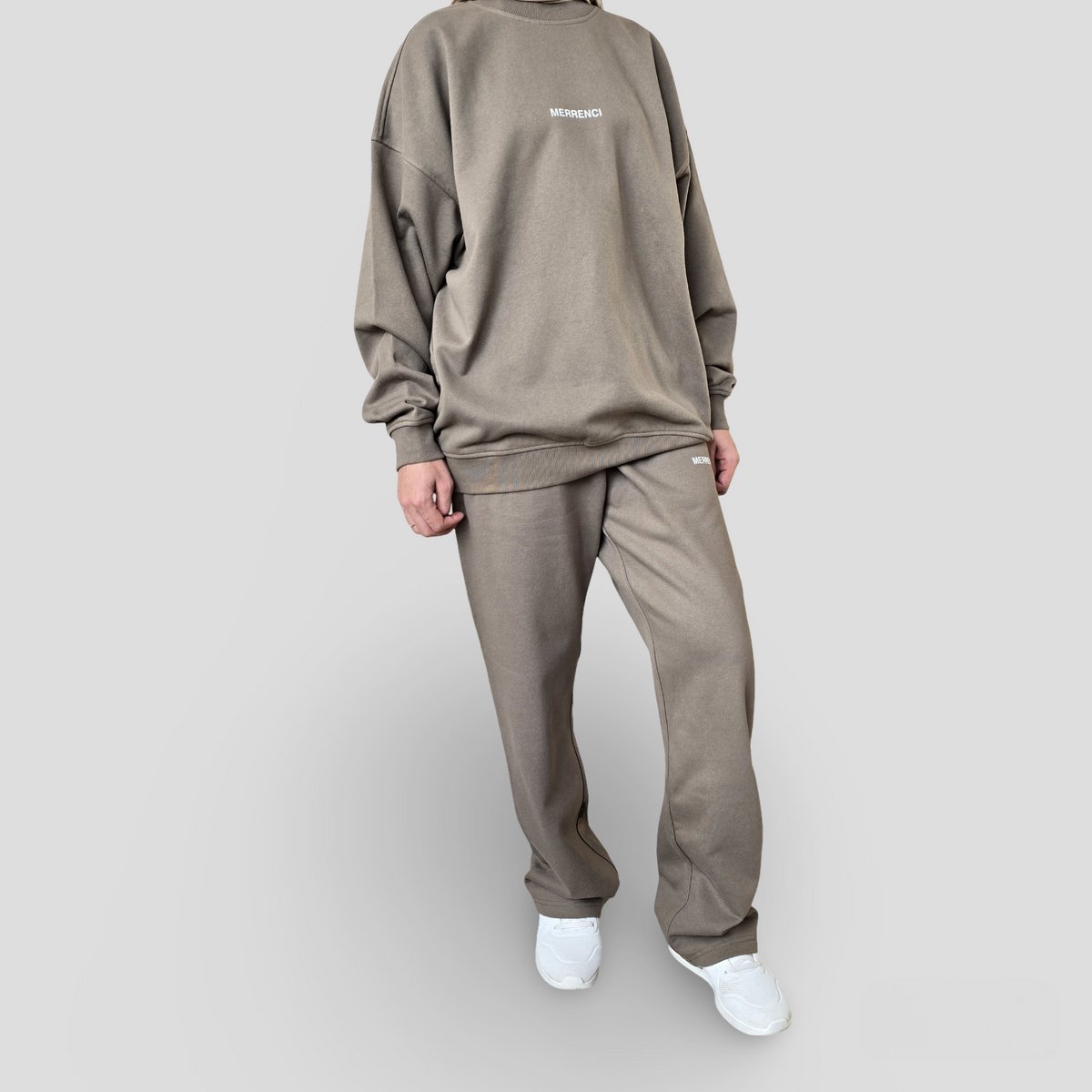 MERRENCI® | Comfortabele Set | 100% Premium 360 GSM Katoen| Groene oversized trui en wijde broek